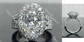 Oval halo pave vintage moissnaite engagement ring| DovEggs