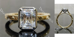Carving bezel vintage engagement ring only semi-mount only(Exclusively to DovEggs Stones)