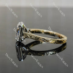 Carving bezel vintage engagement ring only semi-mount only(Exclusively to DovEggs Stones)