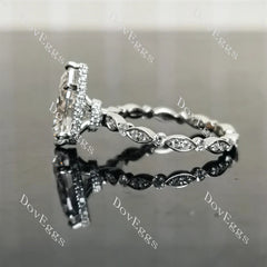 Pave hidden halo engagement ring only semi-mount only(Exclusively to DovEggs Stones)
