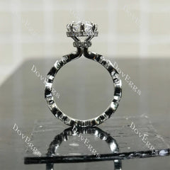 Pave hidden halo engagement ring only semi-mount only(Exclusively to DovEggs Stones)