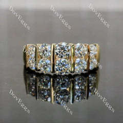 Double row brilliant cut round moissanite/lab grown diamond wedding band-3.0mm band width| Doveggs