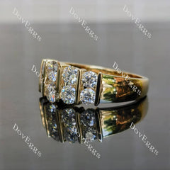 Double row brilliant cut round moissanite/lab grown diamond wedding band-3.0mm band width| Doveggs