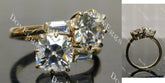 Cushion two stones moissanite engagement ring| Doveggs
