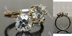 Cushion two stones moissanite engagement ring| Doveggs