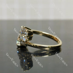 Cushion two stones moissanite engagement ring| Doveggs