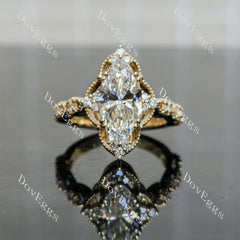 Marquise vintage moissnaite engagement ring| Doveggs