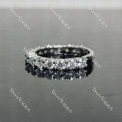 Round 3/4 eternity pave moissanite/lab grown diamond wedding band-3.1mm band width | Doveggs