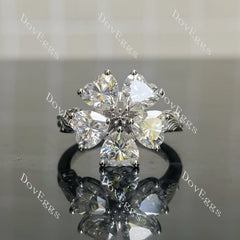 Heart floral art deco moissanite engagement ring/wedding band| Doveggs