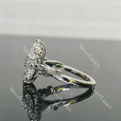 Heart floral art deco moissanite engagement ring/wedding band| Doveggs