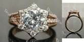 The Kendal Marie Octagon floral halo pave moissanite engagement ring | Doveggs