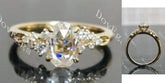 Oval side stone moissanite engagement ring| Doveggs