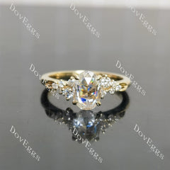 Oval side stone moissanite engagement ring| Doveggs