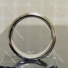Tracy's triangle engraving art deco wedding band-7mm band width | Doveggs