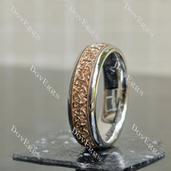 Tracy's triangle engraving art deco wedding band-7mm band width | Doveggs