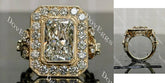 Bezel halo art deco engraved armengagement ring only semi-mount only(Exclusively to DovEggs Stones)