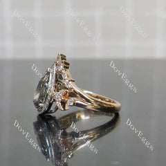 Halo pave art deco lab diamond engagement ring only semi-mount only(Exclusively to DovEggs Stones)