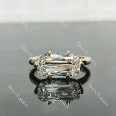 Cushion hidden halo moissanite engagement ring| DovEggs