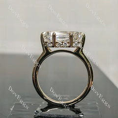 Cushion hidden halo moissanite engagement ring| DovEggs