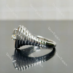 Round heart-shaped solitaire art deco engagement ring/wedding band| Doveggs