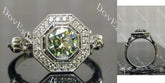 Halo pave art deco engraved engagement ring only semi-mount only(Exclusively to DovEggs Stones)
