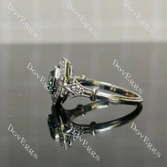 Octagon halo pave art deco moissanite engagement ring| DovEggs