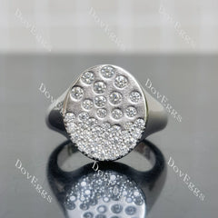 Round pave multicolor art deco engagement ring| Doveggs