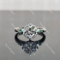 Octagon art deco side stones moissanite engagement ring| DovEggs