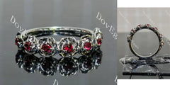 Feminine and rose floral vintage half/full eternity wedding band| Doveggs