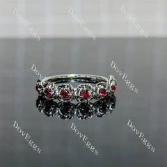 Feminine and rose floral vintage half/full eternity wedding band| Doveggs