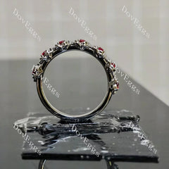 Feminine and rose floral vintage half/full eternity wedding band| Doveggs