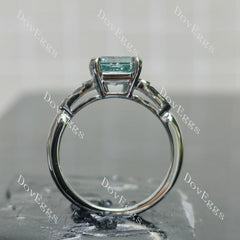 Radiant art deco side stones moissanite engagement ring| DovEggs