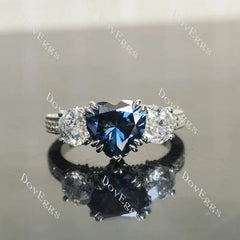 Three stones pave vintage lab diamond engagement ring only semi-mount only(Exclusively to DovEggs Stones)