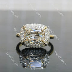 A girl's best friend-Cushion multi layer halo moissanite engagement ring| DovEggs
