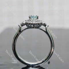 Halo side stones lab diamond engagement ring only semi-mount only(Exclusively to DovEggs Stones)