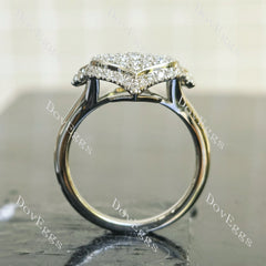 Round lotus art deco moissanite/lab grown diamond engagement ring| Doveggs