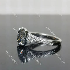 Carved pave vintage lab diamond engagement ring only semi-mount only(Exclusively to DovEggs Stones)
