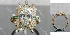 Beth's Irish Castle- Oval vintage art deco pave moissnaite engagement ring| DovEggs