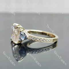 Three stones pave ethical lab diamond engagement ring only semi-mount only(Exclusively to DovEggs Stones)