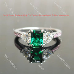Radiant three stones pave moissnaite engagement ring| DovEggs