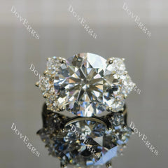 Round side stones moissanite engagement ring| DovEggs