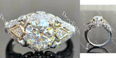Round art deco side stones moissanite engagement ring| DovEggs