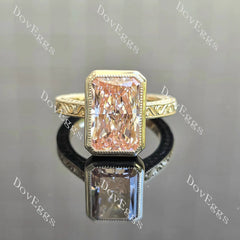 Carved bezel solitaire ethical lab diamond engagement ring only semi-mount only(Exclusively to DovEggs Stones)