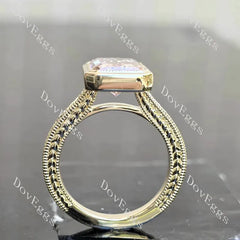 Carved bezel solitaire ethical lab diamond engagement ring only semi-mount only(Exclusively to DovEggs Stones)