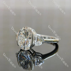 Oval three stones moissanite engagement ring| DovEggs