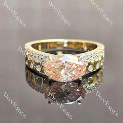 Oval art deco pave moissanite engagement ring| DovEggs
