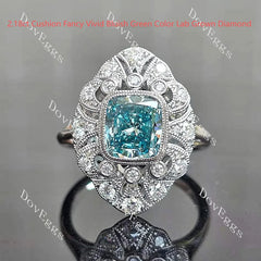 Cushion bezel milgrain vintage moissanite engagement ring| Doveggs