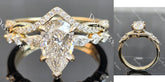 Pear pave side stones moissanite engagement ring| DovEggs