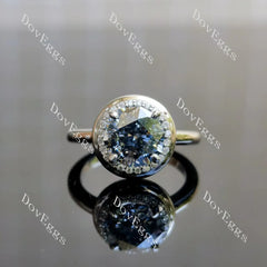 Octagon candy button halo stardust grey moissanite engagement ring| DovEggs