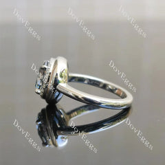 Octagon candy button halo stardust grey moissanite engagement ring| DovEggs